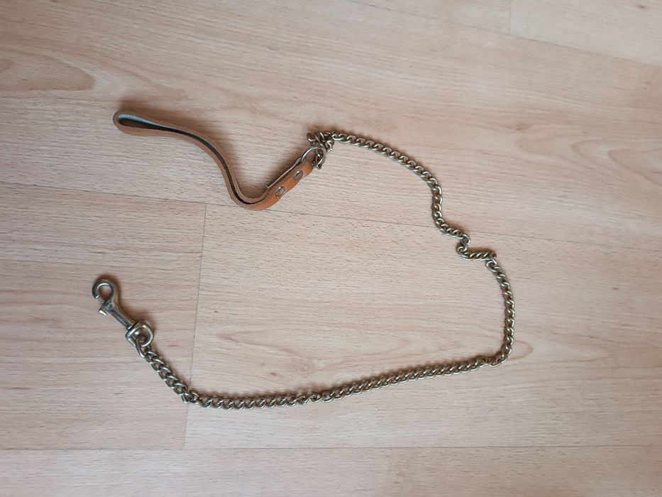 Smycz do psa z rączka skórzana