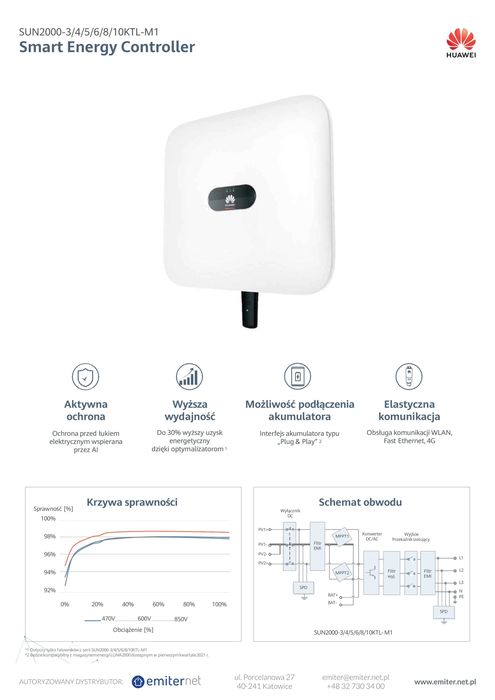 Falownik Huawei Hybrydowy SUN2000-6KTL-M1-HC 6kW 2xMPPT 10,1A 3-Fazowy