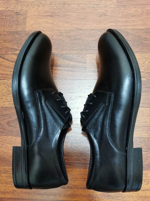Eleganckie Wizytowe Skórzane Półbuty Męskie M 180 Czarne Tęgie