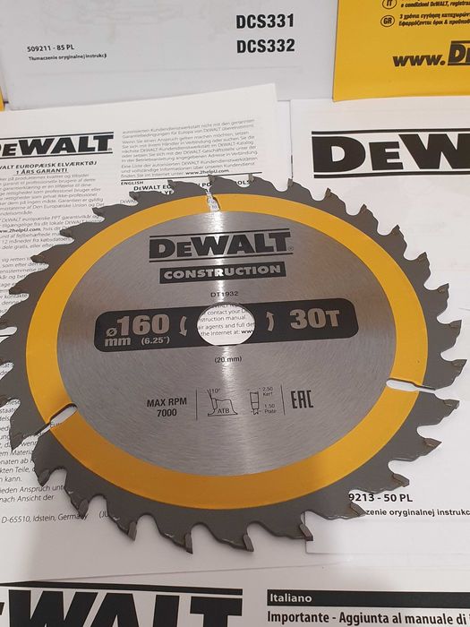 Tarcza DEWALT do drewna 160x20x2,5mm z-30HW pila pilarka nowa