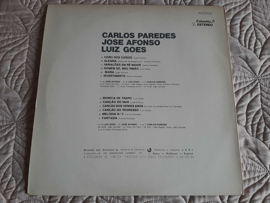 Carlos Paredes, José Afonso, Luiz Goes - Portugal - Vinil LP