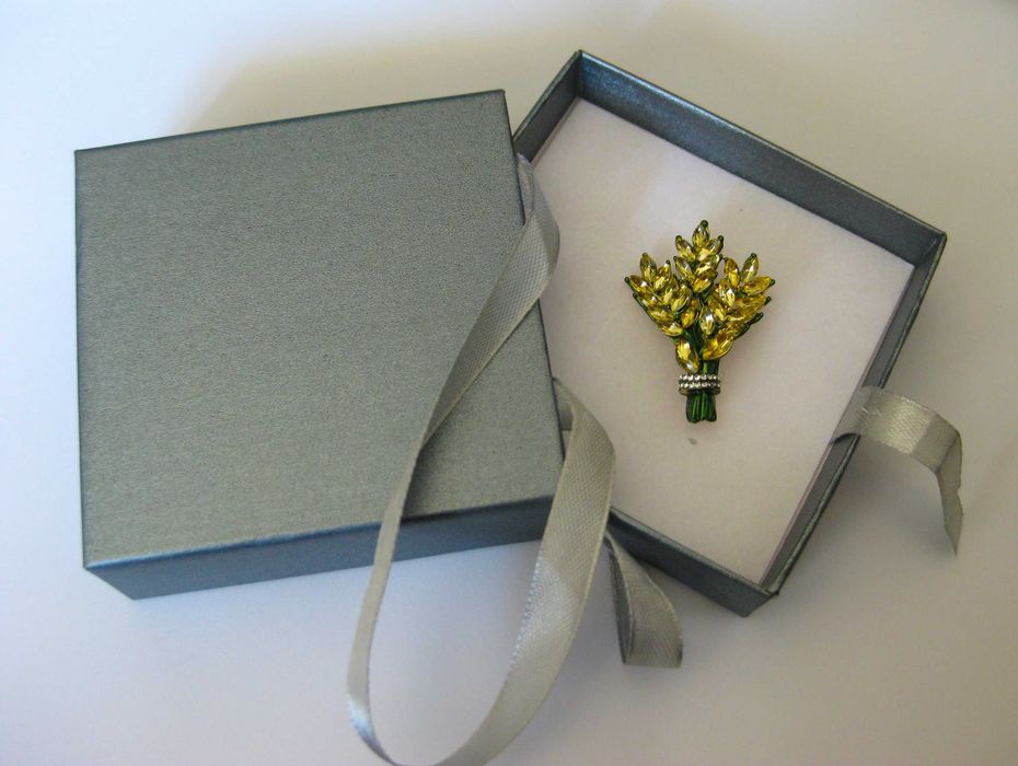 Alfinete / Broche / Pregadeira Molho de Trigo atado c/ Brilhantes NOVO