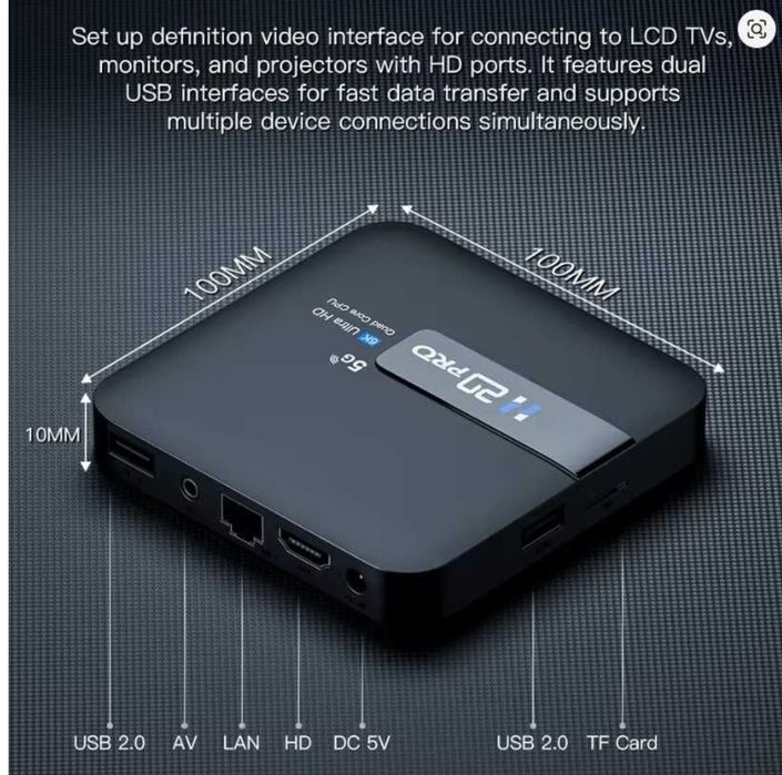 TV Box Android 10.0 2GB 16GB 2.4&5G WIFI 4K