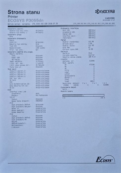 Drukarka Kyocera p3055dn