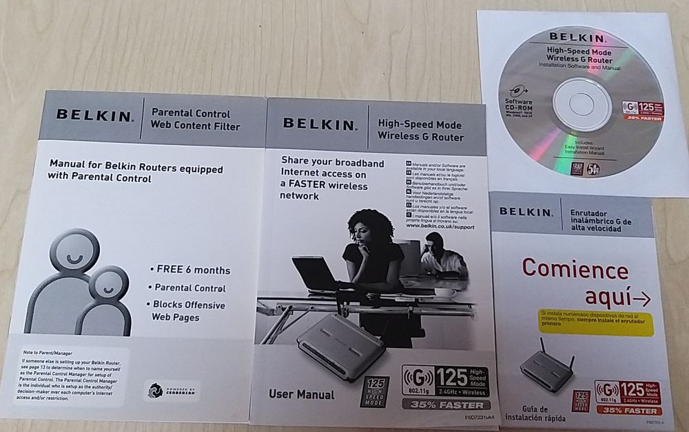 Router Belkin, com manual de instruções.