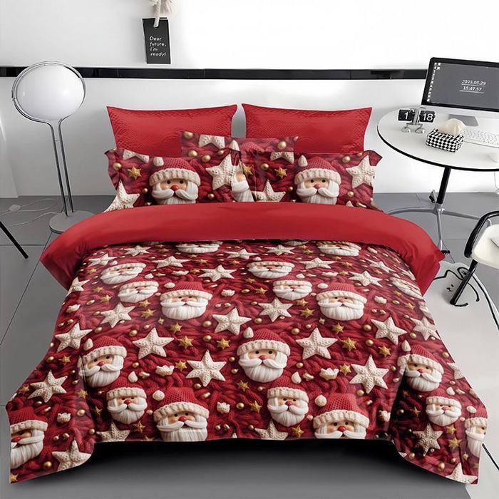 На подарунок! Новорічна святкова постільна білизна постель фланель 5D