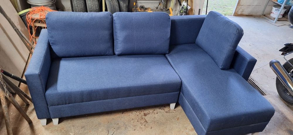 Narożnik, sofa z funkcją spania, pojemnik na pościel