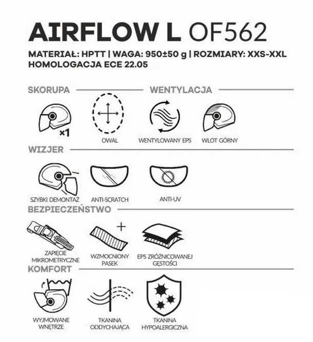 Nowy!!! Kask LS2 OF616 AIRFLOW II Choper retro otwarty biały czarny