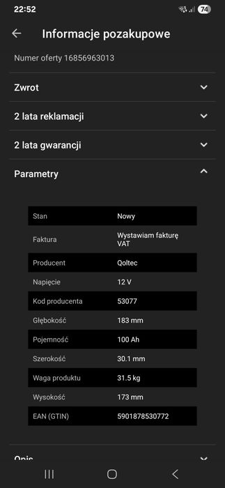 Akumulator żelowy Deep Cycle 12v 100h