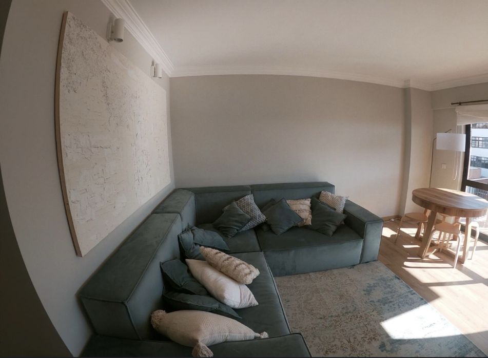 Sofá de canto grande azul 2,5m