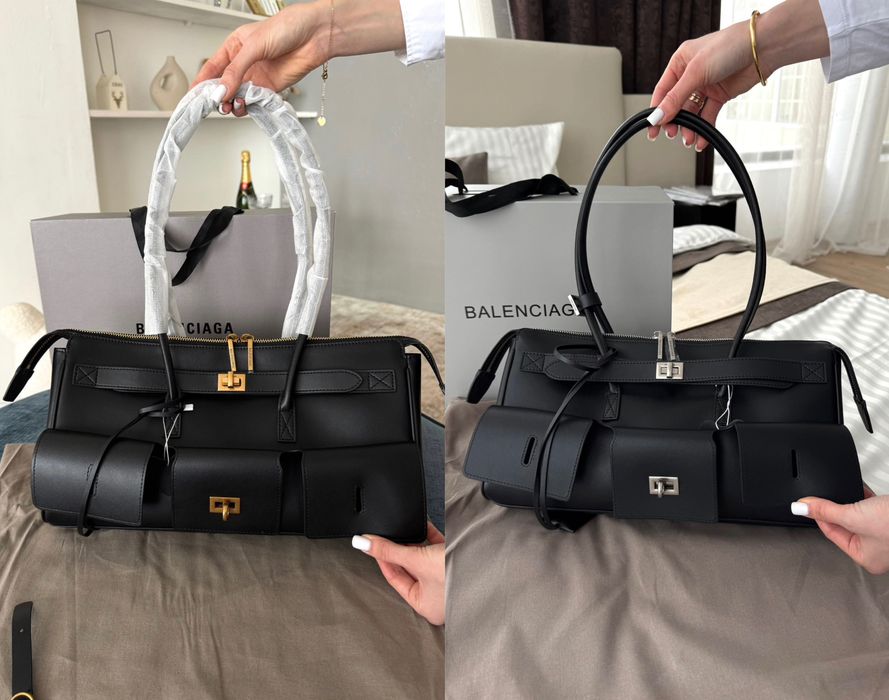 Сумка Balenciaga Bel Air Black золота та срібна фурнітура