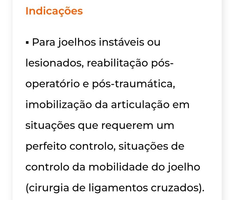 Ortotese Joelho Orliman com bloqueio Regulável