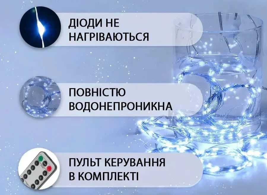 Світлодіодна Водонепроникна Гірлянда-штора 3*2м USB 200 LED Пульт ДК