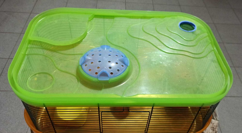 Gaiola com dois níveis e Roda para Hamsters