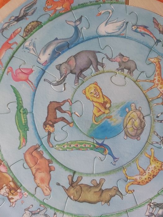 Puzzle espiral animais mapa mundo