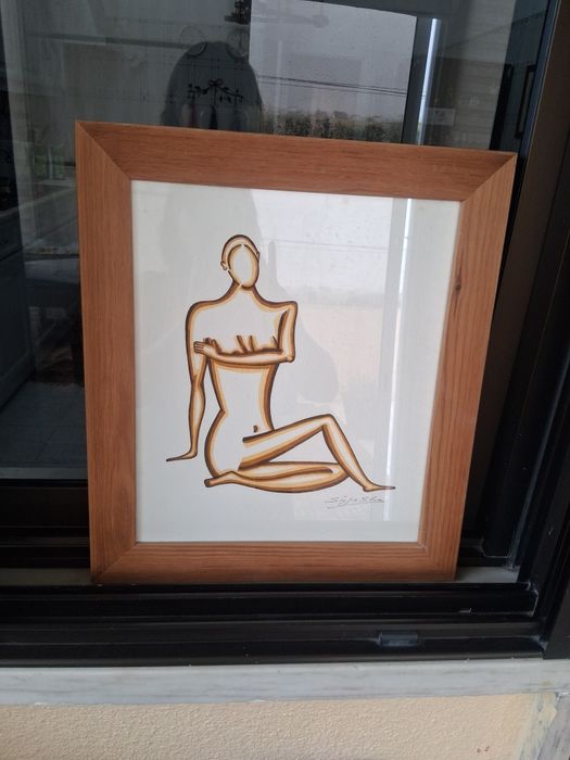 Dois Quadros figuras e pintados a lapis