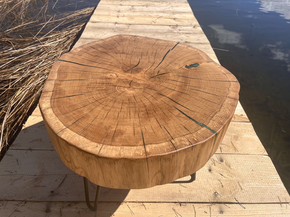 Stolik kawowy handmade z dębu czerwonego