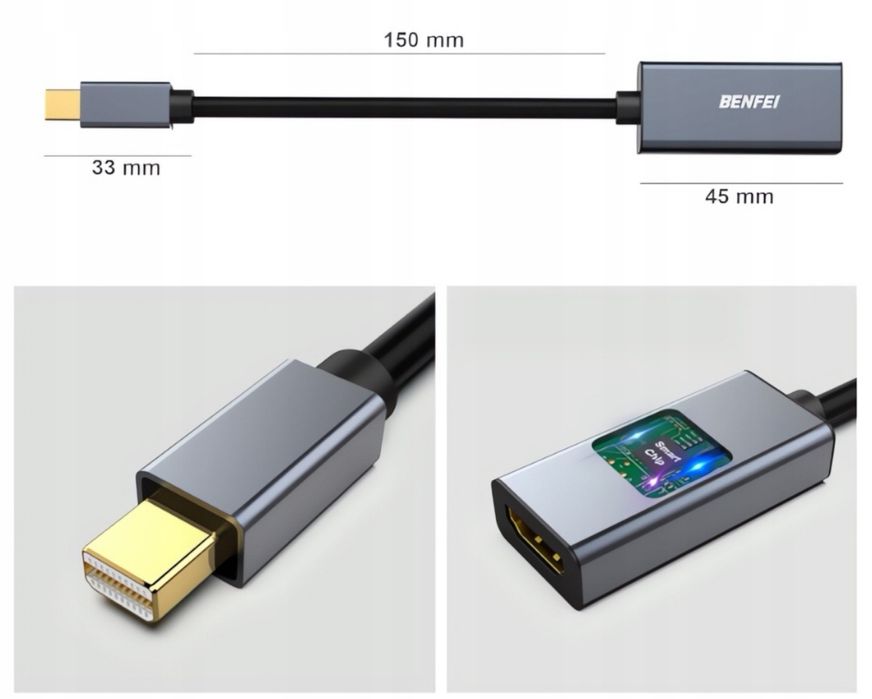 Przejściówka Mini DisplayPort Do HDMI Thunderbolt Adapter Do MacBook F