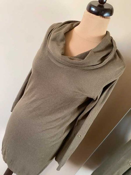 Jedwab kaszmir 36 38 braz khaki sweter tunika sukienka massimo dutti