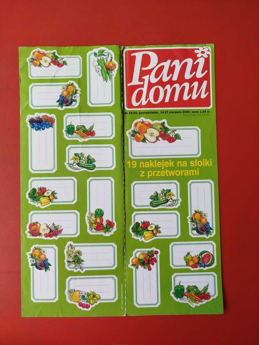 Naklejki na przetwory, słoiki, naklejka Pani domu, owoce, warzywa