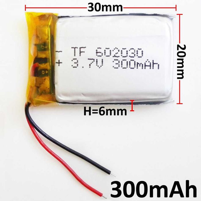 Bateria 3,7V 300mAh lipo lithium ion