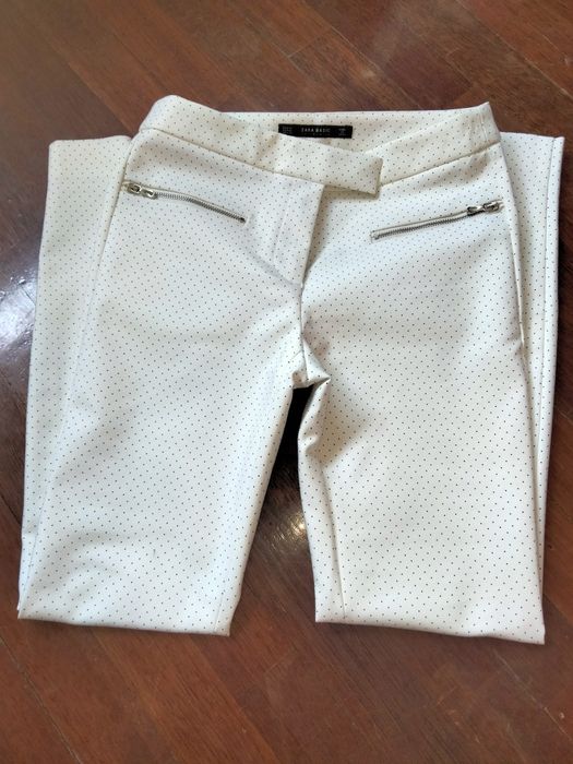 Calças Brancas/Pérola com bolinhas pretas Zara