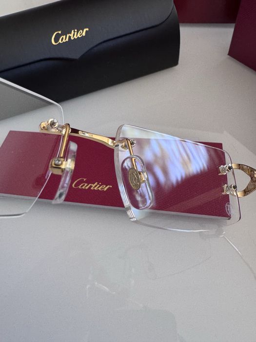 Luksusowe nowe okulary Cartier  bezramkowe