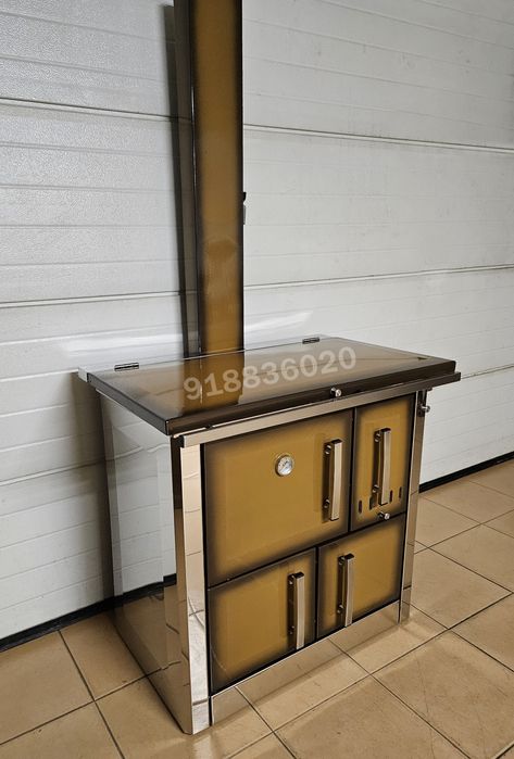 Fogão Lenha INOX Cor Castanho - NOVOS - Fabrico Nacional