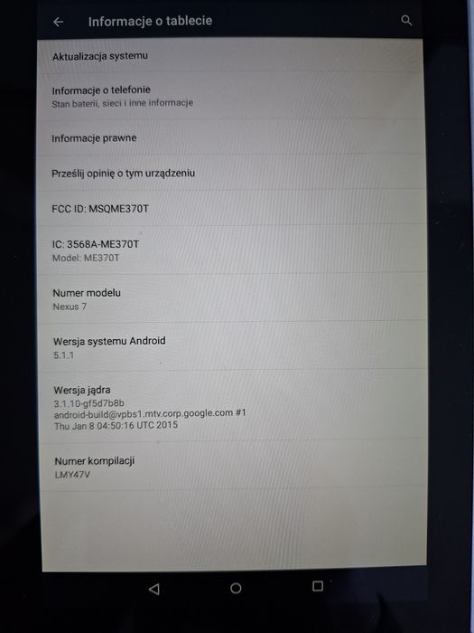 Tablet nexus 7 cali stan bdb Android 5.1