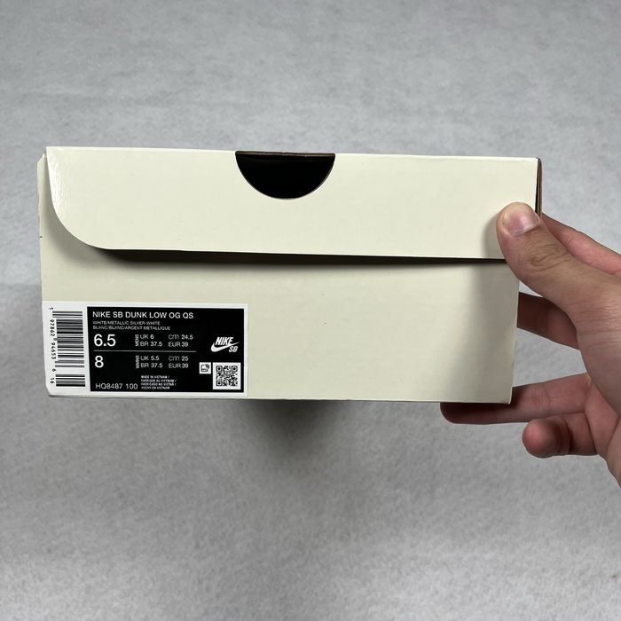 Nike SB Dunk Low Supreme 94 White Matellic Silver Tamanho 39