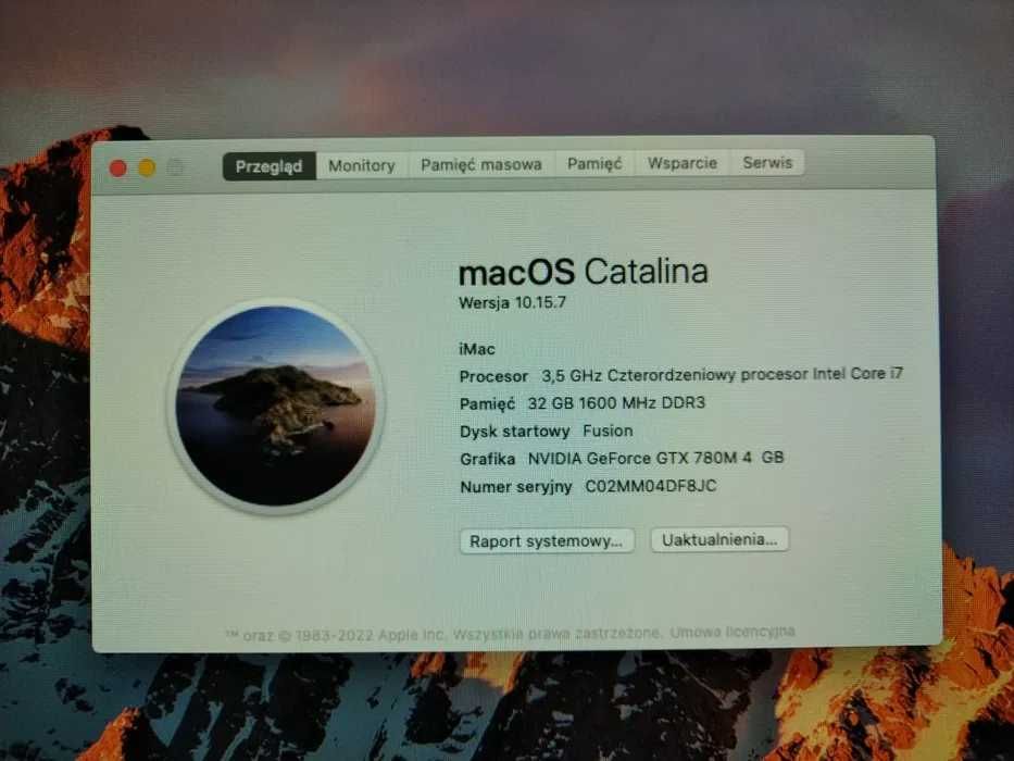 iMac 27cali    INTEL i7 3,5ghz, SSD+HDD 1,12TB, 32GB, VRAM4GB