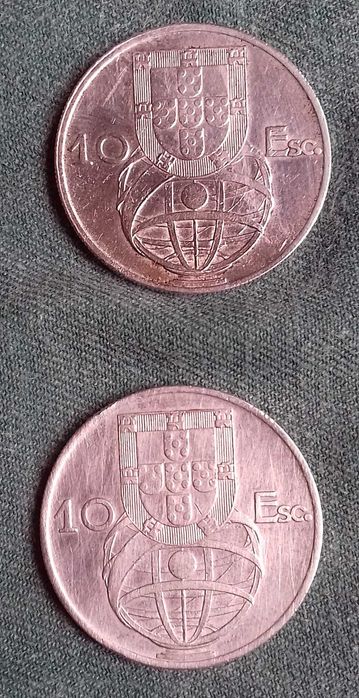 Moedas PRATA 10 escudos Portugueses. Caravela Silver Coin