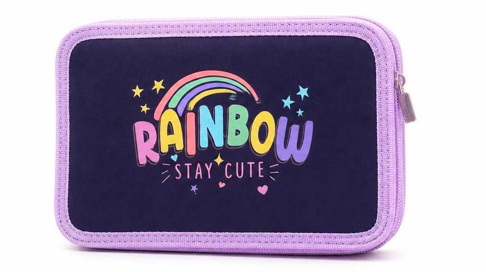 Piórnik szkolny pastelowy-fioletowy "Rainbow"