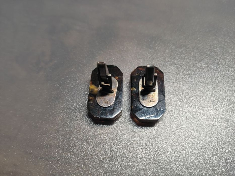 Запонки бурштин ( янтарь) срібло