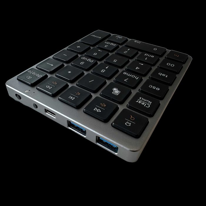 Беспроводная Bluetooth NumPad клавиатура-хаб с 2 USB нампед клавіатура