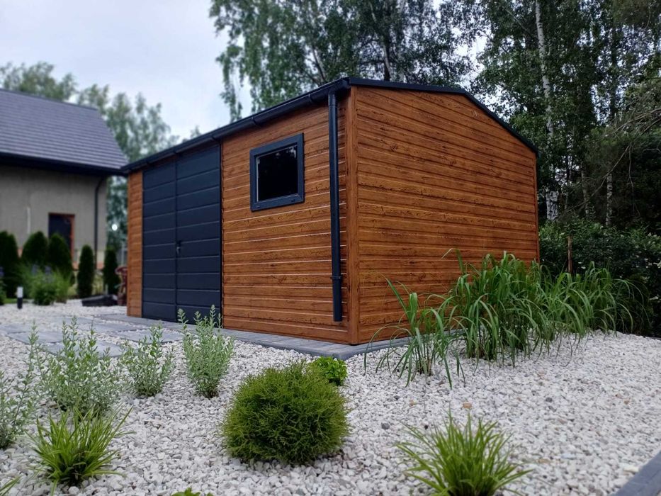 Garaż blaszany 4,50x3,50 Drewnopodobny