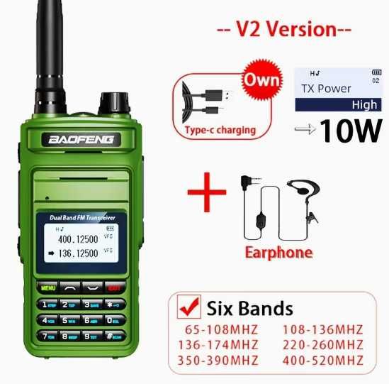 Мощная рация Baofeng UV-999 Pro Max 10W зарядка type-c.