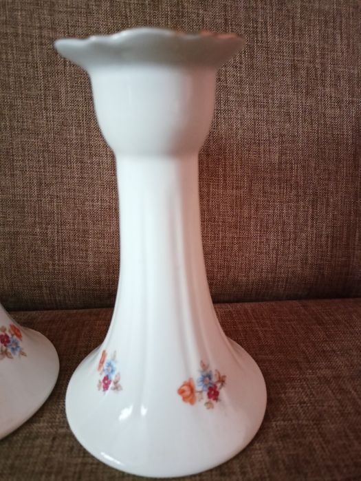 Świecznik porcelanowy Ćmielów kwiaty nie Chodzież Pruszków mirostowice