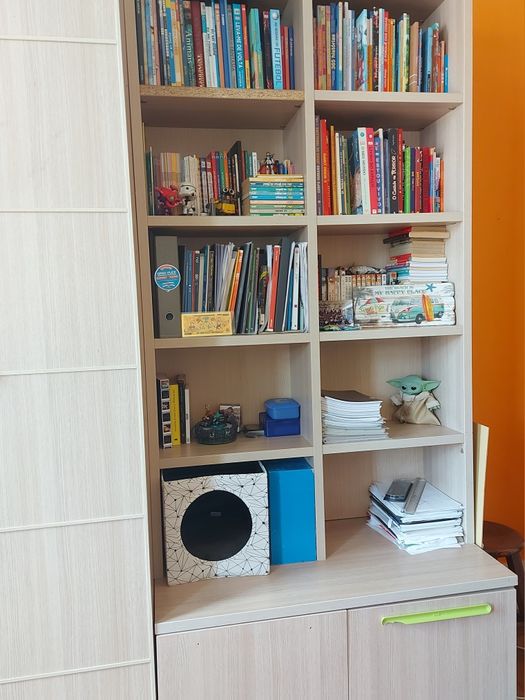 Roupeiro, cama e estante quarto juvenil