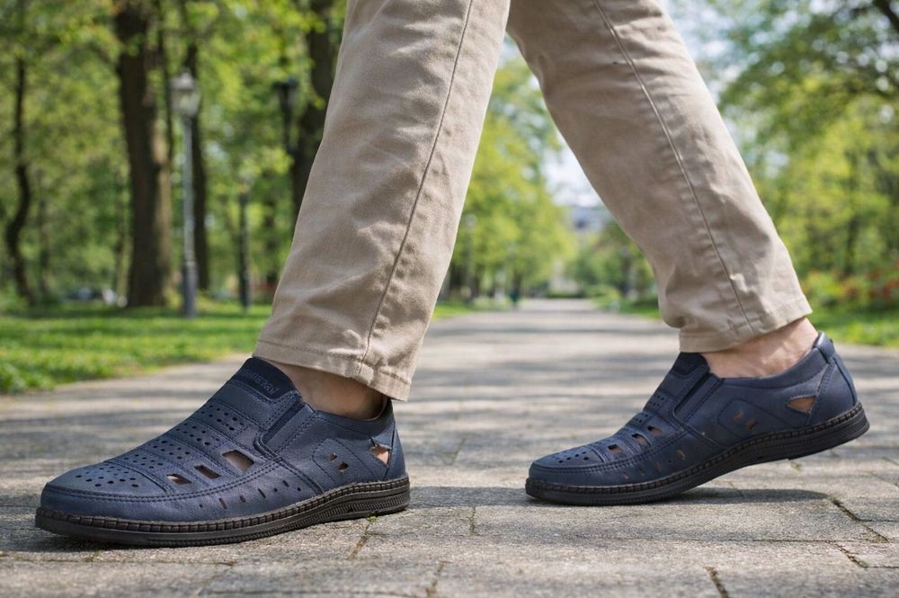 Mokasyny męskie letnie granatowe  P-4-7045 rozmiar: 44