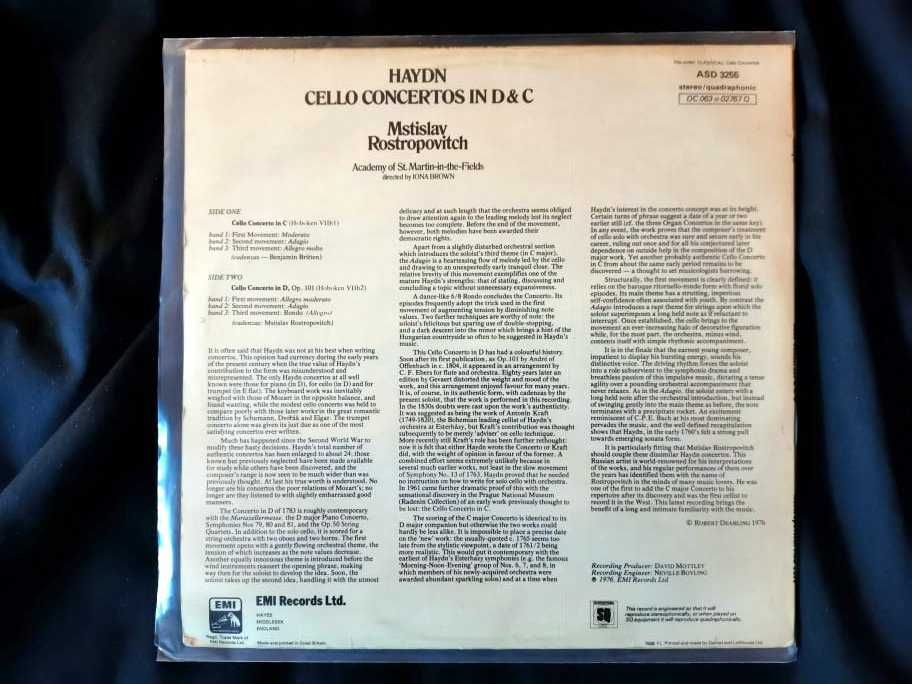 LP Haydn – Cello Concerto In D & C