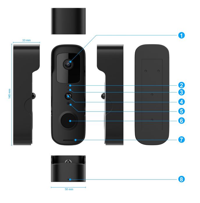 Wideodomofon Wifi Kamera Full HD Tuya Smart Po Polsku + Dzwonek