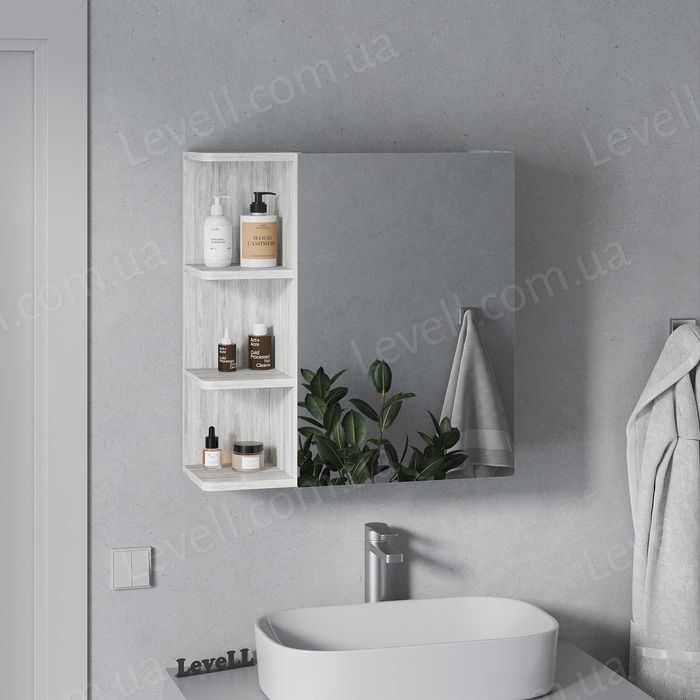 Полиця  навісна з дзеркалом, шафа у ванну, вологий ДСП, дзеркало.