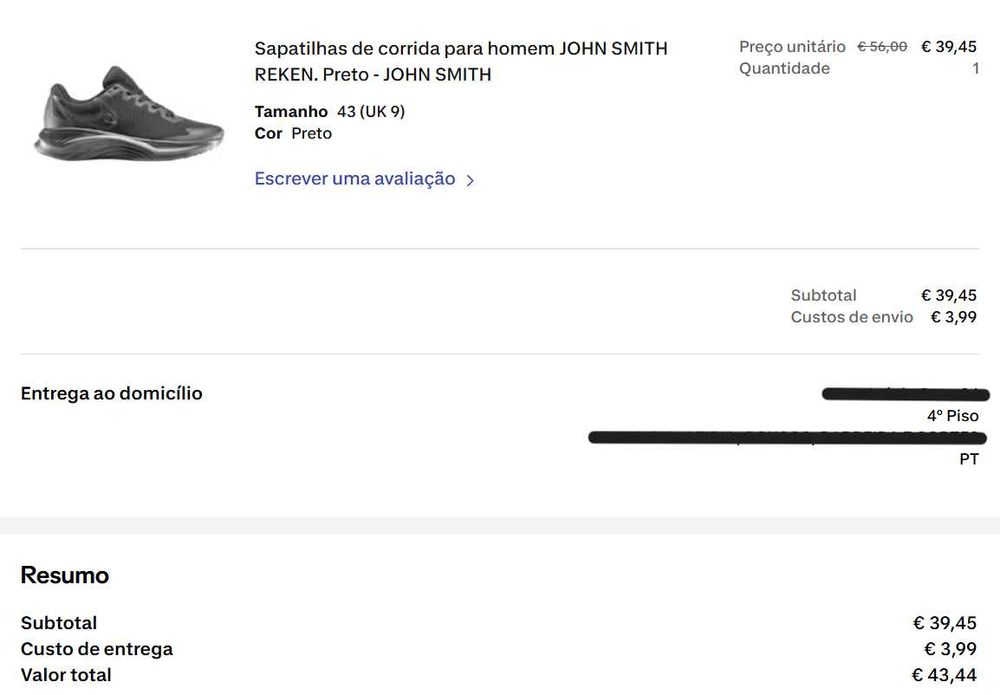 Sapatilhas desportiva John Smith, Preta (tamanho 43)