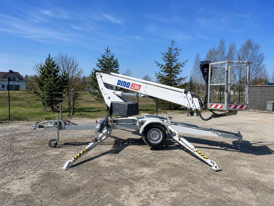 Podnośnik koszowy 23m Dino 230T – wynajem / zwyżka przyczepka
