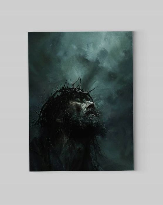 Obraz na płótnie Jezus Chrystus w koronie cierniowej krzyż 45x60