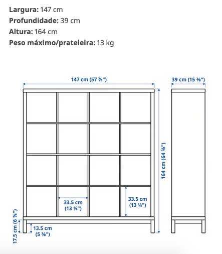 Estante Kallax com estrutura inferior