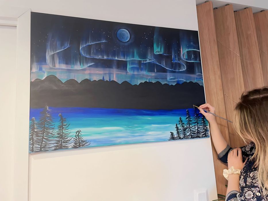 Acrylic Painting - Aurora Borealis