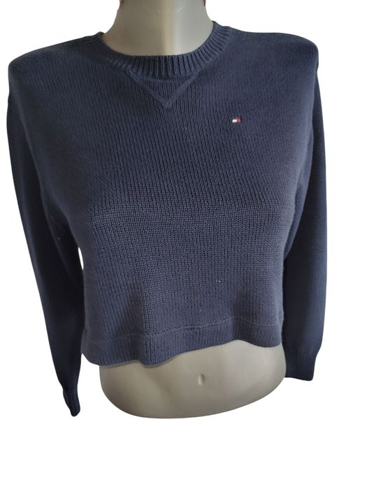 Markowy krótki sweter sweterek Tommy Hilfiger r S/M granatowy