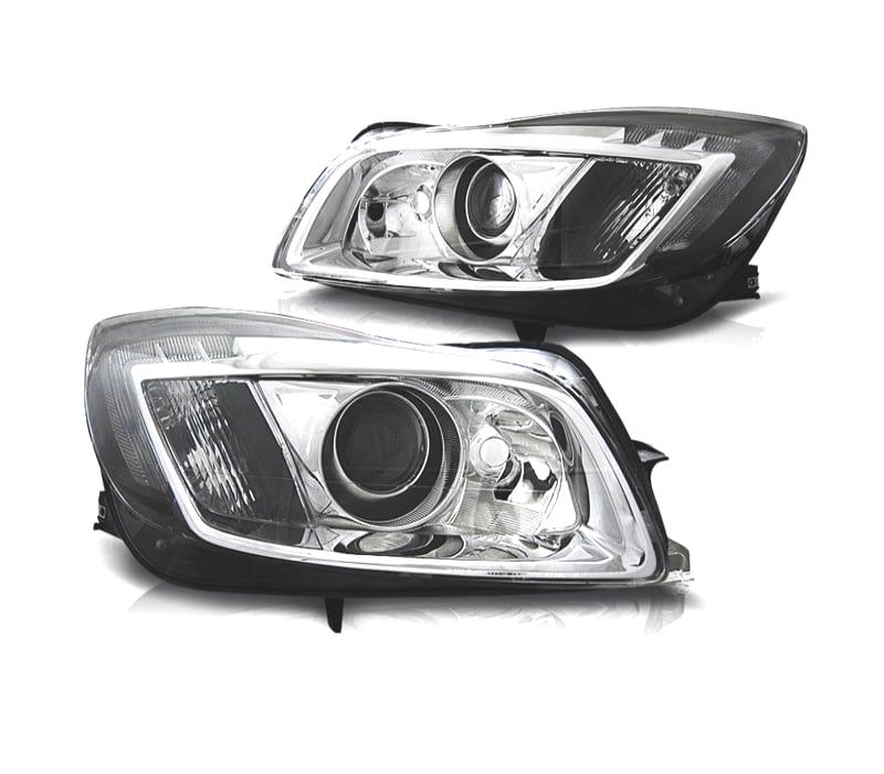 FAROIS FRONTAIS PARA OPEL INSIGNIA 08-13 LED FUNDO CROMADO